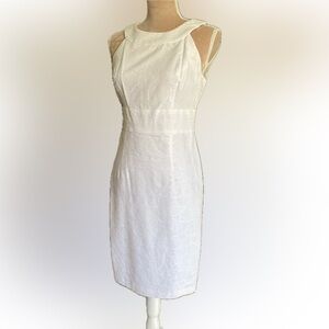 White Textured Sheath Dress - Women's Elegant Sleeveless Dress